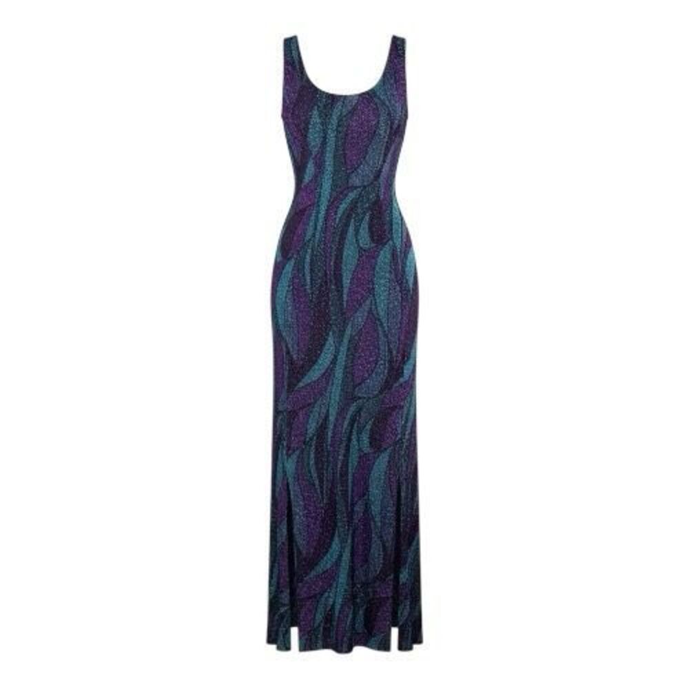 Women Unitard Maxi Dress Size S Ballroom Leotard Split Dress Purple Glitter - Picture 10 of 11